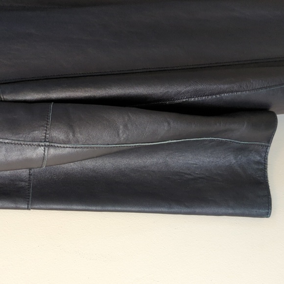 Express Vintage Genuine Leather Black Trench Jacket 13/14 - Picture 11 of 16